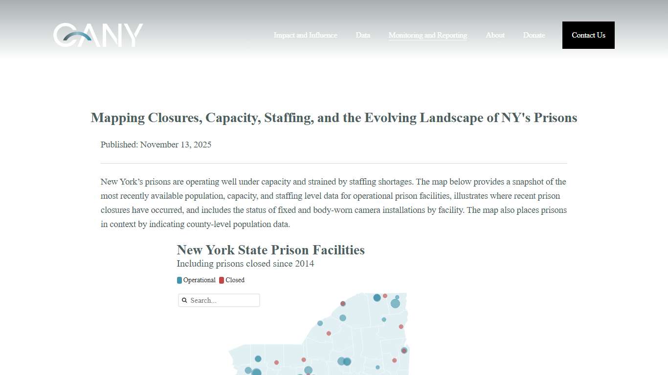 NYS Prison Map — Correctional Association of New York